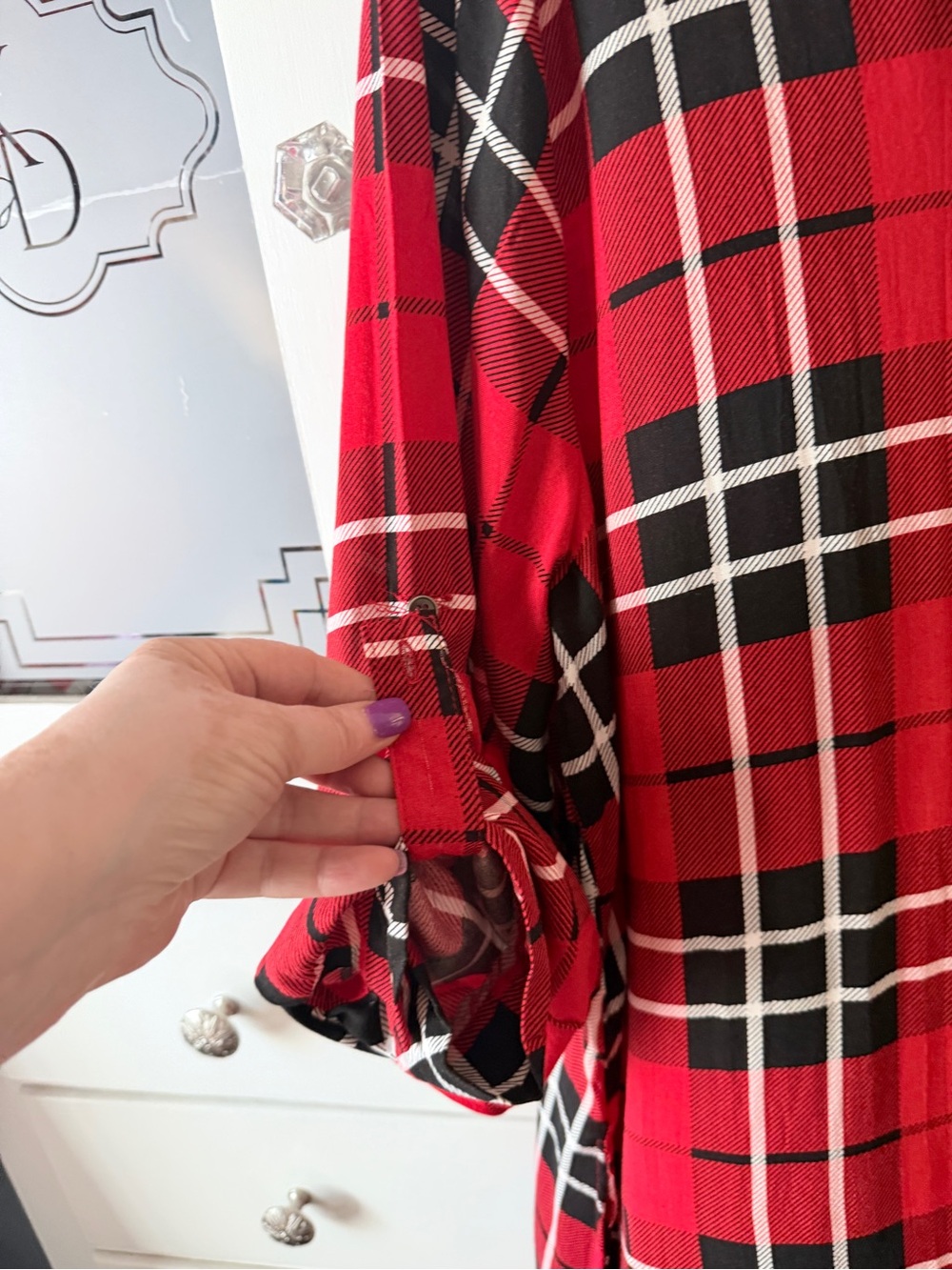 Miss Lili Red and Black Plaid Button-Up Tunic - Picture 4 of 10